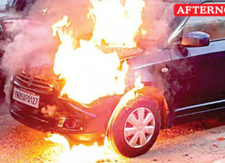 Parked car gutted in blaze at Marina beach