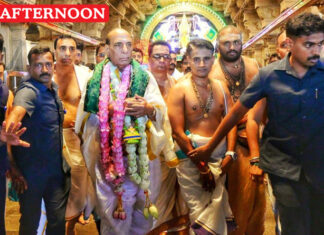 Rajnath Singh Offers Prayers At Tiruchendur Murugan Temple