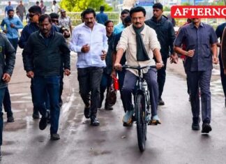 CM Stalin cycles around Kodaikanal lake