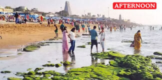 Sea recedes unusually at Tiruchendur