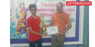 Thiruvallur student wins bronze at District badminton championship