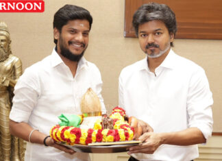 Minister Ramesh meets Chief Minister Vijay, presents meenakshi temple kumbabhishekam prasadam