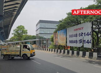 Torn flex banner poses safety risk at Hopes