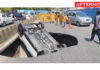 Sudden road cave-in near Tidel Park