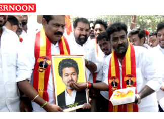 TVK leads in Madurantakam and Dharapuram, supporters celebrate at Panaiyur