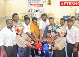 Erode district-level school and college kickboxing competition held