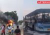 Government bus catches fire near Tiruchendur